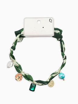 Колье-чокер на платке "Стиль". цвет изумрудный с золотом