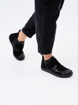 Ботинки женские демисезонные черные 206.NATAbl.Черная кожа+черная замша/Байка