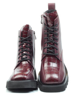 01-CG34-2 WINE Ботинки демисезонные женские (натуральная кожа, байка)