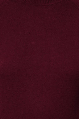 Bordo Merserize Gorunumlu Premium Iplik/Ozel Iplik Basic Ince Triko Bluz TWOAW24BZ00005
