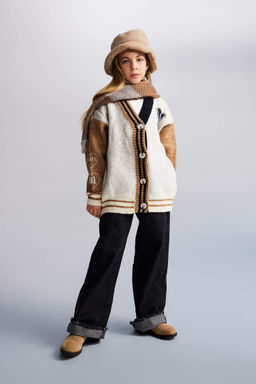 Кардиган для девочек с V-образным вырезом - Defacto фото 2