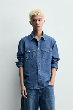 CAMISA DENIM BOLSILLOS / Azul medio - Zara фото 2