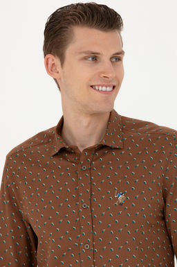 Мужская рубашка светло-хаки с длинным рукавом - U.s. polo assn фото 16