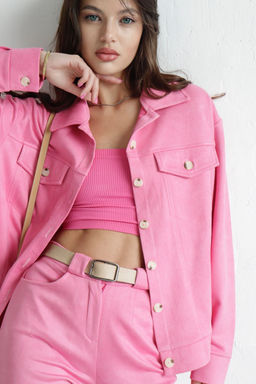 9326 Костюм в стиле сафари розовый - Martichelli фото 3