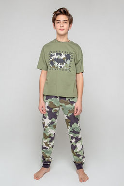 КБ 2797/темно-оливковый,динозавры, пижама