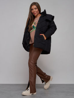 Зимняя женская куртка модная с капюшоном черного цвета 52302Ch - Holdluck фото 16