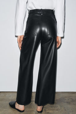 ZW COLLECTION TAILORED WIDE-LEG LEATHER-EFFECT TROUSERS - Zara фото 2