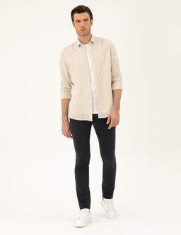 Bej Regular Fit %100 Keten G_mlek