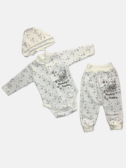 Костюм футер: чепчик, боди, штаны, арт.dA2-KS153-ITnk, белый звезды