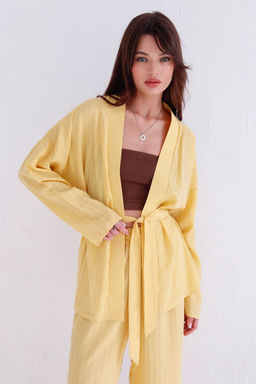 9444 Костюм из кимоно и брюк-палаццо жёлтый - Martichelli фото 17