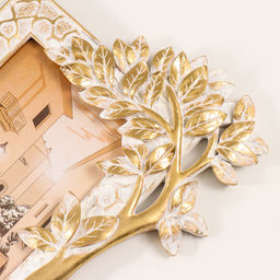 Фоторамка полистоун 10х15 см "Дерево" белая с золотой патиной 18х2х23 см