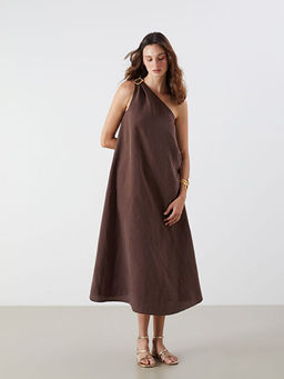 Tek Omuz Modal Kar???ml? Elbise