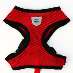 Шлейка дышащая с поводком и светоотражающей нашивкой, L, ОШ 35, ОГ 38-50, красная - Пушистое счастье фото 4