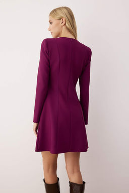 Murdum Etegi Volanl? Duz K?sa / Mini Dokuma Elbise TWOAW26EL00184