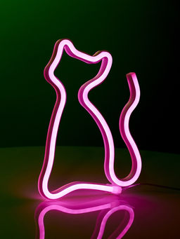 Неоновая вывеска Кошка 16?23 см, батарейки ААх3 (не в комплекте), USB, свечение розовое - Luazon lighting фото 5