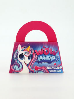 Подарочный набор, в сумке: блокнот, резиночки, брелок, ручка «Единорог»