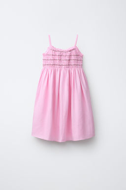 VESTIDO NIDO DE ABEJA CON LINO / Rosa - Zara фото 2