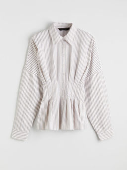 ?izgili Kad?n Pileli Peplum G?mlek