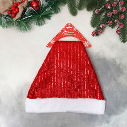 Колпак новогодний Мерцающие полосы 30х36 см, красный