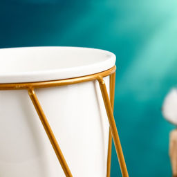 Декоративный горшок для цветов «Цилиндр», 500 мл, 16×16×16 см, керамика, с металлической подставкой, белый