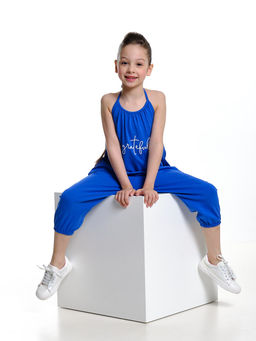 Комбинезон трикотажный с открытой спинкой UD 7579 василек - Mini maxi фото 4