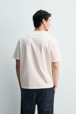 CAMISETA MEDIUM WEIGHT MANGA CORTA / Blanco roto - Zara фото 3