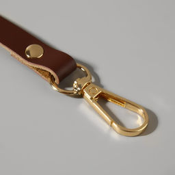 Ручка для сумки из натуральной кожи, регулируемая, с карабинами, 60±2 см × 1.2 см, цвет коричневый, золотой