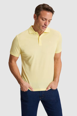 Erkek A__k Sar_ Regular Fit Polo Yaka Basic Ti__rt