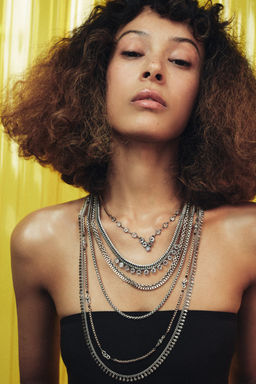 COLLAR COMBINADO ABALORIOS BRILLOS / Oro / Plata