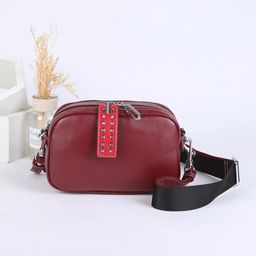 Бордовая кожаная сумка через плечо