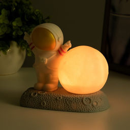 Фигурка светящаяся RISALUX «Крутой космонавт», LED-ночник, 2 Вт, RGB, от батареек 3×LR44, бело-золотой, 11×6×11 см