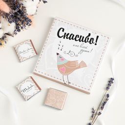 Набор 9 шоколадок Спасибо от души (птичка светлая)