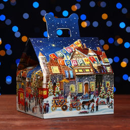 Цена за 5 шт. Подарочная коробка Домик Праздничное настроение, 16 х 14 х 15,5 см