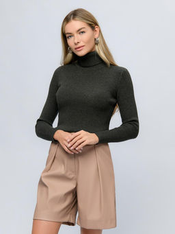 Джемпер серого цвета с высоким воротником - 1001dress фото 3