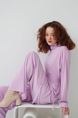 7389 Костюм трикотажный в стиле бохо лавандовый