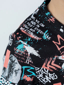 Футболка с воротником, цвет Черный/Морков-Бирюз. Brave,100% х/б - 5+ фото 2