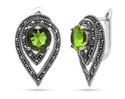 Серьги из серебра марказит, султанит, SL-AGA138