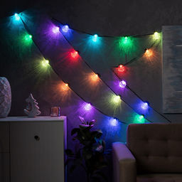 Умная гирлянда Нить 6 м с насадками Рифленые шарики, IP20, тёмная нить, 20 LED, свечение RGB, USB - Luazon lighting фото 3