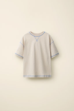 CAMISETA RAYAS PESPUNTES CREATED BY CARAMEL LONDON X ZARA / Beige