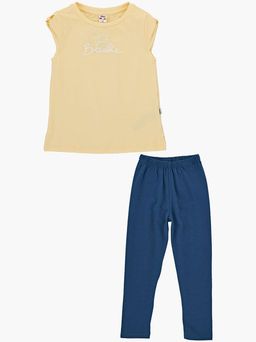 Комплект для девочки с лосинами UD 1945/7508 желтый - Mini maxi фото 8