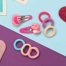 Цена за 6 шт. Набор для волос «Карамель», 10 резинок 1.5 см, 2 невидимки 3.5 см, дракончики, розовый