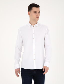 Рубашка Pierre Cardin Slim Fit белая с длинным рукавом