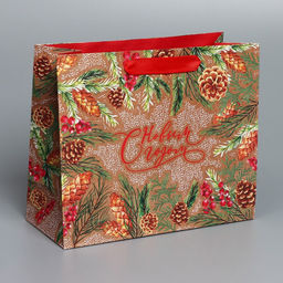 Пакет крафтовый горизонтальный Любовь, Вера и Добро, ML 27 23 11,5 см