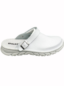 09 | Lika | Белые женские медицинские сабо натуральная кожа (перфорация) - Milka shoes&more фото 2
