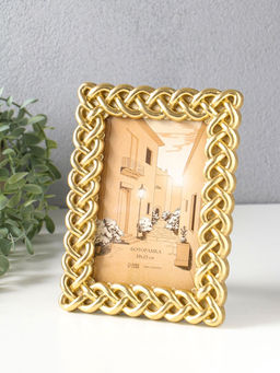 Фоторамка полистоун 10х15 см "Коса" золото 14,8х2х20 см