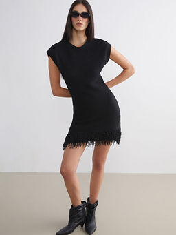 Bisiklet Yaka Mini Triko Elbise