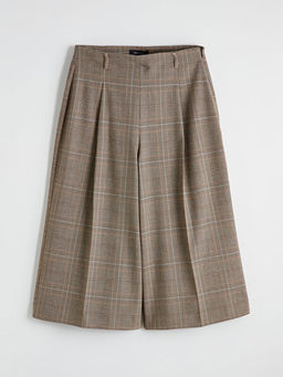 Loose Fit Ekose Geni? Pa?a Kad?n Pileli Pantolon