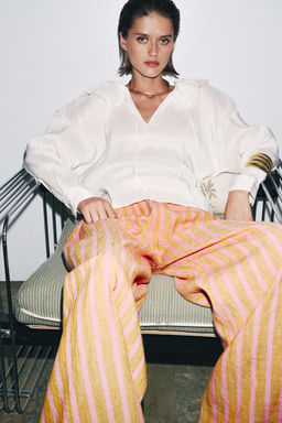 LINEN AND SILK BLEND SHIRT ZW COLLECTION - Zara фото 6