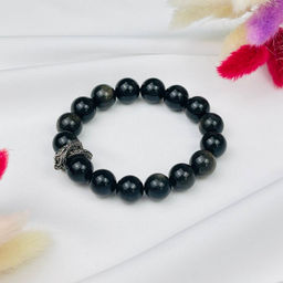 Браслет мужской "Дракон" из золотистого Обсидиана 18 см