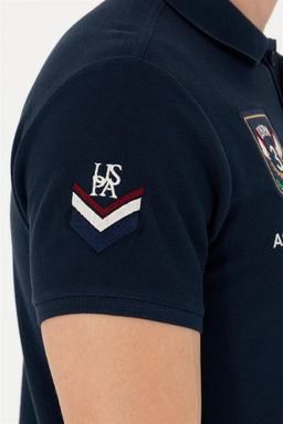 Мужская темно-синяя футболка с воротником-поло - U.s. polo assn фото 7